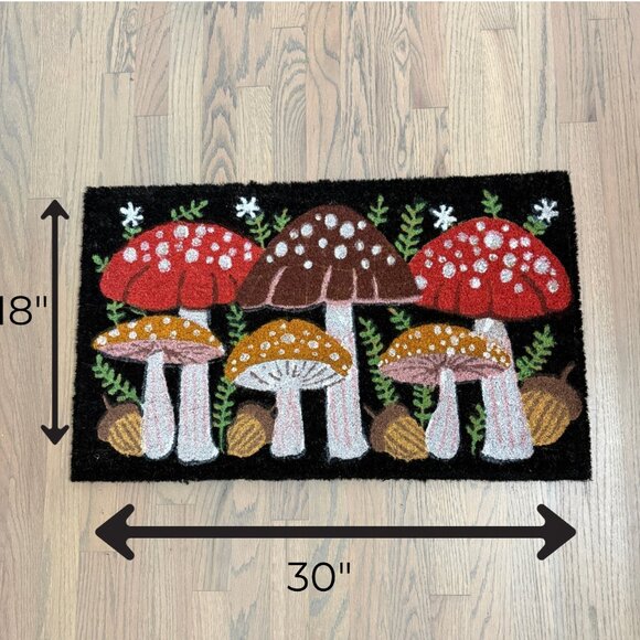 Funky Retro Vintage Polka Dot Mushroom 70's Y2K Coir Outdoor Welcome Mat Doormat - Picture 7 of 7